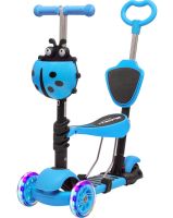Tricycle Children's Running Scooter Scooter FYS-2864 Blue 5 in 1 with Folding Seat, Parent Handle and Luminous Wheels for Children Blue