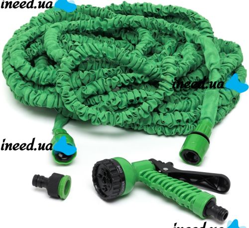 Садовий шланг для поливу рослин Magic Hose 30 метрів 100ft з насадкою розпилювачем X-Hose 30м посилений поливальний розтягується шланг