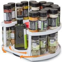 Спецовница Spice Spinner Organizer ZB-918 дворівневий поворотний органайзер полиця для зберігання спецій, підставка стелаж для приправ і соусів