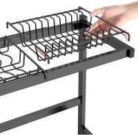 Сушарка для зберігання посуду над раковиною Storage Shelf Sink Rack XL - 738 двоярусна полиця для сушіння, настільний органайзер на мийку XY-6203 Чорний