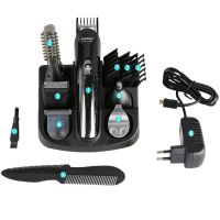Rechargeable electric shaver, clipper, Kemei KM-600 trimmer for cutting hair, beard, nose and ears, 11 in 1 body kit with attachments, razor trimmer