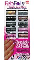 Manicure and Pedicure Kit Fab Foils 13 in 1 Set of Transfer Foil 10 Rolls, Decorative Sliders with Nail Polish for Nail Design and Decor