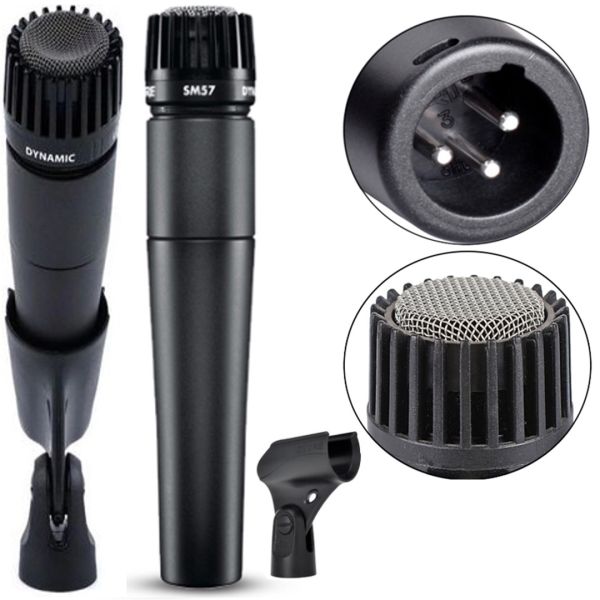 Проводной вокальный микрофон Shure SM-57 динамический, кардиодный, инструментальный, студийный микрофон для записи, Шуре SM57 караоке XLR, 40 Гц