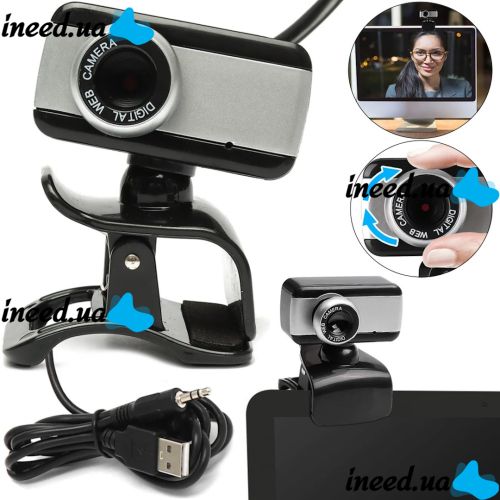 Провідна веб камера з мікрофоном Digital HD Camera RD517 640х480 універсальна зовнішня USB веб-камера на прищіпці для ПК комп'ютера і ноутбука Чорна