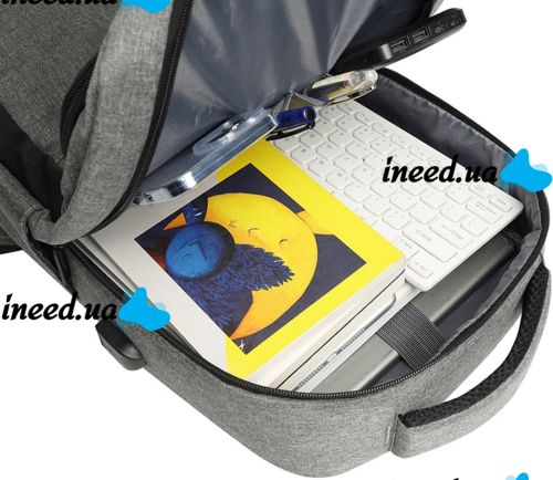 Міський молодіжний Оксфордський рюкзак Bag BG - 40 Сірий для ноутбука 15,6 " дюйма універсальний Чоловічий з USB і портом для навушників 42Х28 см BG40
