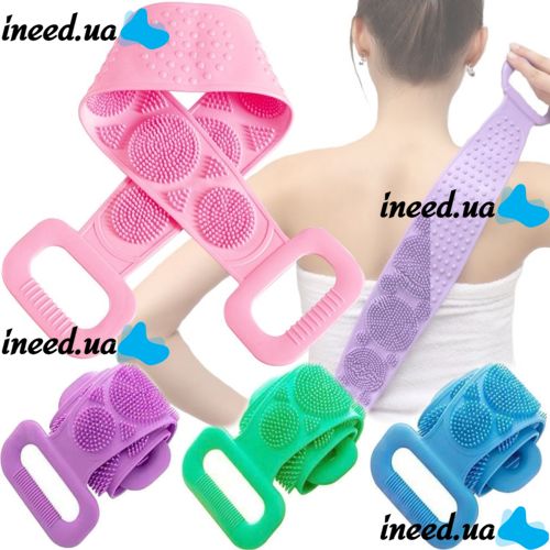 Silicone Double-Sided Body Scrubber, 70 cm, Body Scrubber and Massager, Shower and Bath Massage Brush with Handles, Silica Gel Bath Brush