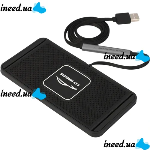 Автомобільна бездротова зарядка Car Wireless Pad C1 15W для зарядки телефону, силіконовий зарядний килимок в авто з антиковзаючим покриттям чорний