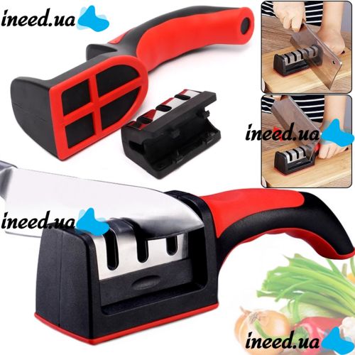 Точилка для кухонних ножів Knife Sharpener RS-168 кухонна Ручна ножеточка з ручкою, настільний верстат на 3 рівня заточування з поліруванням NJ-523