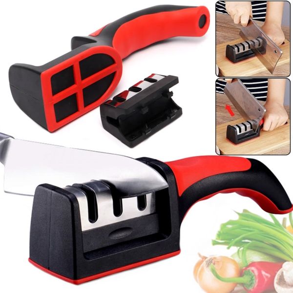 Точилка для кухонных ножей Knife Sharpener RS-168 кухонная ручная ножеточка с ручкой, настольный станок на 3 уровня заточки с полировкой NJ-523