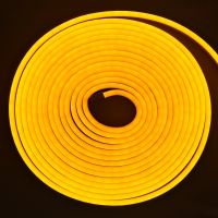 Світлодіодна силіконова стрічка LED NEON 0729 Yellow 5 м з блоком живлення, універсальна неонова гнучка підсвітка 12v-220v 5m в силіконі Жовта