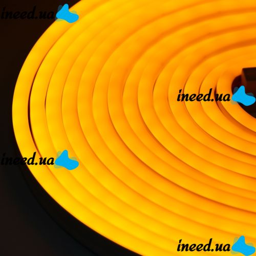Світлодіодна силіконова стрічка LED NEON 0729 Yellow 5 м з блоком живлення, універсальна неонова гнучка підсвітка 12v-220v 5m в силіконі Жовта