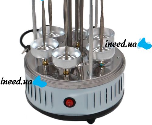 Domotec MS-7782 1000W vertical electric kebab maker for 6 skewers, Tabletop electric kebab maker for home with removable tray Silver