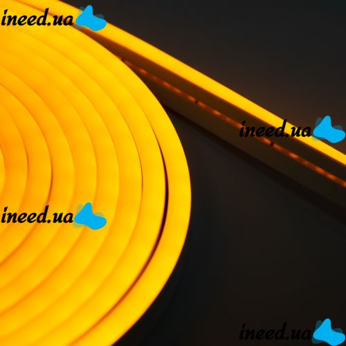 Світлодіодна силіконова стрічка LED NEON 0729 Yellow 5 м з блоком живлення, універсальна неонова гнучка підсвітка 12v-220v 5m в силіконі Жовта