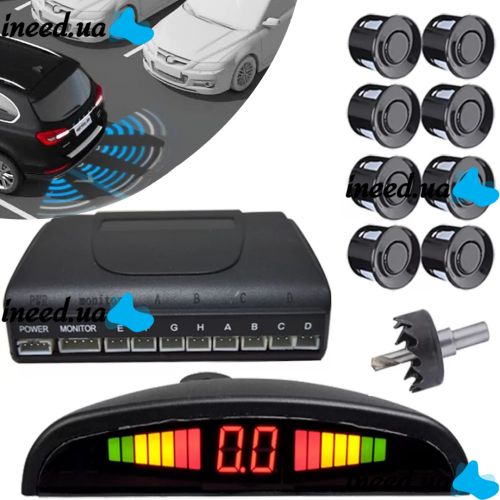 Автомобільний парктронік на 8 датчиків з дисплеєм Car Radar Parking для паркування, Паркувальна система, Паркувальний датчик радар з LCD монітором