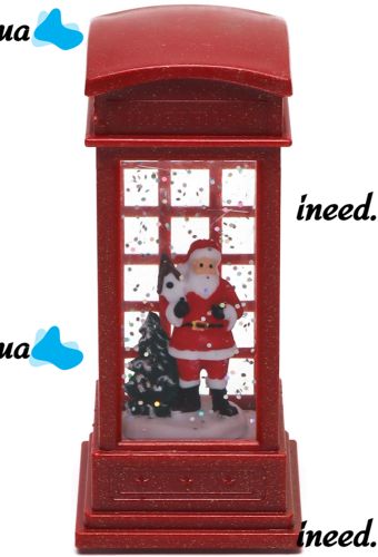 Santa Claus Christmas Lantern with Deer KM-1641 New Year Decorative LED Lamp, Battery Operated Telephone Booth Warm White