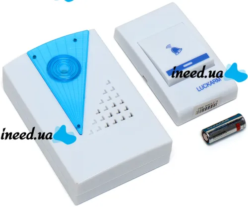 Дверний дзвінок Luckarm Intelligent D006 від розетки 220V бездротова кнопка передавач сигналу і приймач від мережі на 38 мелодій для вхідних дверей до 100 м