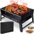 Folding BBQ Grill 43 cm BBQ Grill Portable TL-372 Folding Portable Charcoal and Wood Grill, Portable BARBECUE Suitcase with Mesh