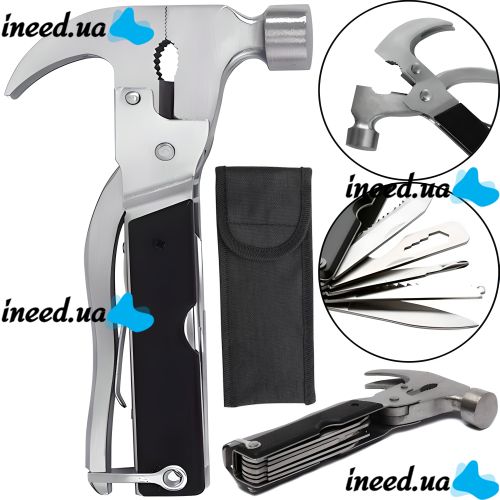 Universal Folding Wrench Multitool Hammer Swiss Knife Bell Howell Tac Tool 18 in 1 Pliers, Screwdriver Stainless Steel Saw with Case