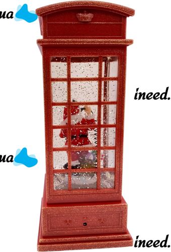 Santa Claus Christmas Lantern with Deer KM-1641 New Year Decorative LED Lamp, Battery Operated Telephone Booth Warm White