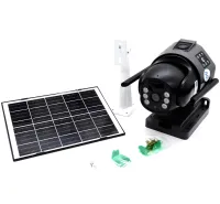 Зовнішня IP-камера відеоспостереження Solar Camera TD35 4G — поворотна відеокамера з трьома об'єктивами та віддаленим доступом, що живиться від сонячної панелі TD35-4G