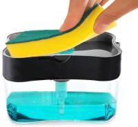 Kitchen Sponge Dispenser Soap Pump Sponge Caddy, Pressure Dispenser for Liquid Soap with Stand, Organizer for Washcloths with Soap Dish