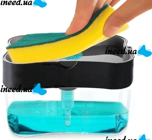Kitchen Sponge Dispenser Soap Pump Sponge Caddy, Pressure Dispenser for Liquid Soap with Stand, Organizer for Washcloths with Soap Dish
