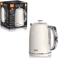 Electric kettle RAF R.7306W for 2 liters tabletop disk electric kettle RAF 2000W with temperature support and automatic unplugging White