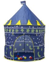 Children's Play Tent Tent Beautiful Cubby house 135X105 cm Folding Game Lock, Prefabricated Teepee for Games with Carrying Bag Blue 