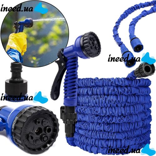 Садовий шланг для поливу рослин Magic Hose 30 метрів 100ft з насадкою розпилювачем X-Hose 30м посилений поливальний розтягується шланг