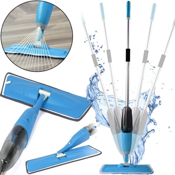 Швабра с распылителем и емкостью для воды Healthy Spray Mop 350 мл портативная швабра спрей с насадкой из микрофибры для уборки и мытья пола Синяя