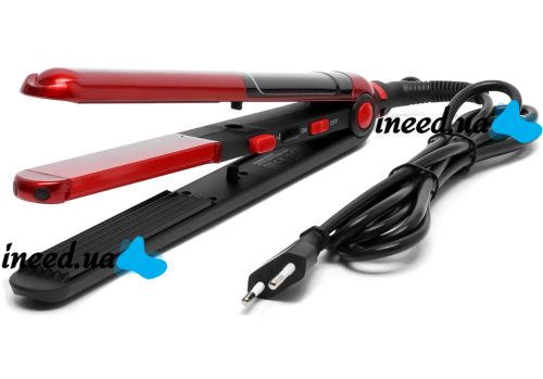 Curling iron styling tongs Domotec MS-4909 2 in 1 iron corrugation for straightening and volume of hair, ceramic device for leveling MS4909 Red
