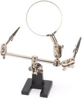 Magnifying Desktop Magnifier Third Hand EL-16126 Adjustable Glass 60 mm with Two clips, Repair station Holder for Soldering and Modeling