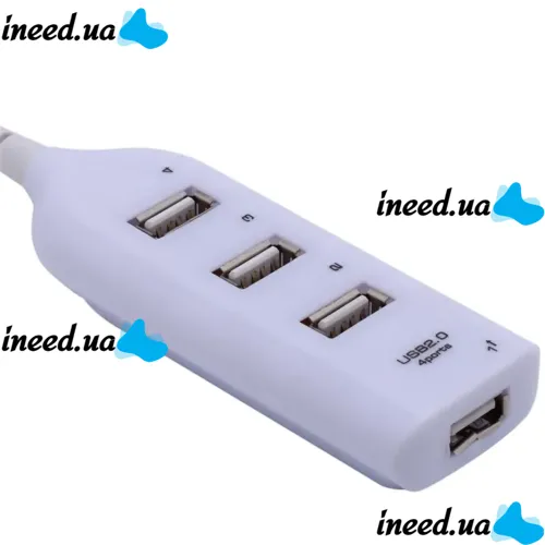 USB хаб Hi-Speed XD4 White на 4 порти, Універсальний розгалужувач з 4 виходами концентратор перехідник HUB 480 Мбіт для комп'ютера від USB Білий