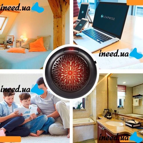 Portable Heater Wonder Heater BD-168 Mini Fan Heater in an Outlet with Thermostat and Timer 900W Mains Plug with Remote Control Black