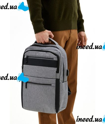 Міський молодіжний Оксфордський рюкзак Bag BG - 40 Сірий для ноутбука 15,6 " дюйма універсальний Чоловічий з USB і портом для навушників 42Х28 см BG40