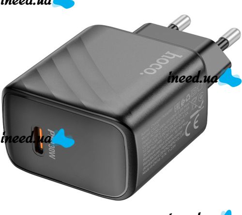 Hoco CS22A PD30W Hoco CS22A PD30W Single Port Type-C USB-C Charger, Hoco Power Adapter Unit for Fast Phone Charging Black