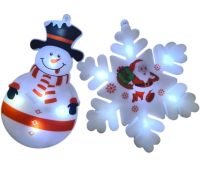 Внутренняя гирлянда штора Xmas 3D фигурки снеговика и снежинки Холодный белый 3x0.7м 95L W, Новогодняя 300x70 см на окно холодная белая от сети