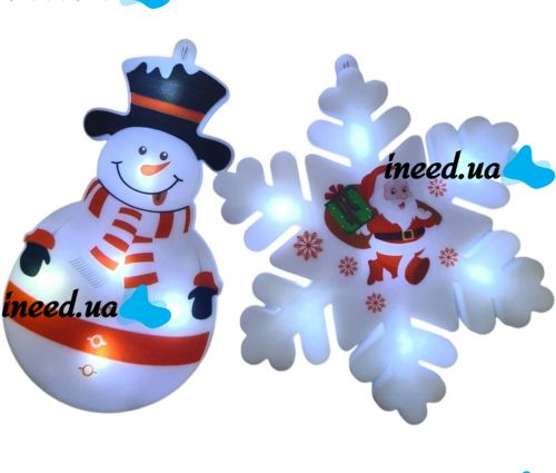 Внутренняя гирлянда штора Xmas 3D фигурки снеговика и снежинки Холодный белый 3x0.7м 95L W, Новогодняя 300x70 см на окно холодная белая от сети
