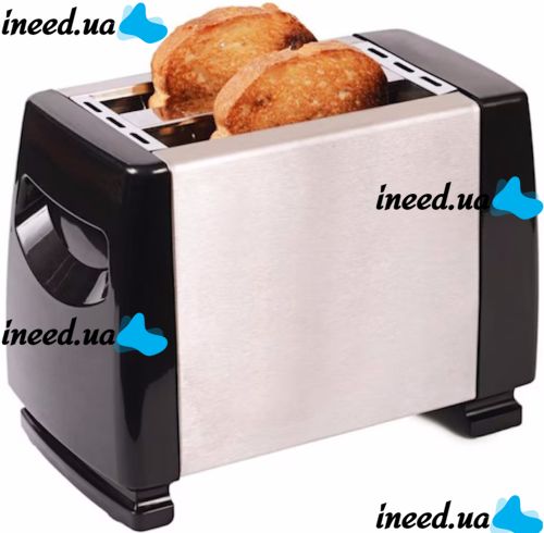 Kitchen mirror toaster Crownberg CB-1106 750W for 2 slices of bread with temperature control and stop button, Electric toaster VN-002B with removable tray Silver