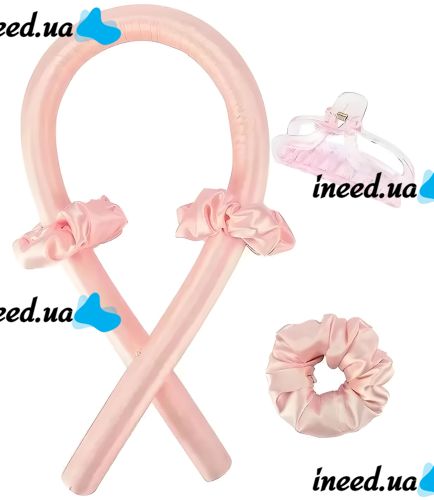 Satin soft Reclaire curlers for self-styling with elastic bands and a hairpin, a soft ribbon for cold curling, a kerlik headband for curls