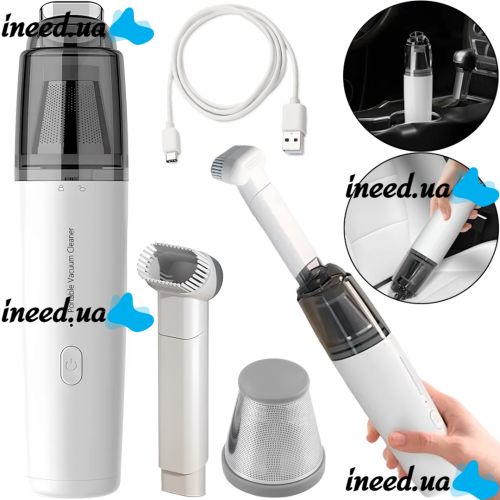 Бездротовий автомобільний міні пилосос Xiaomi Mijia Portable Handhed Vacuum Cleaner 100W акумуляторний ручний автопилосос з насадкою для авто