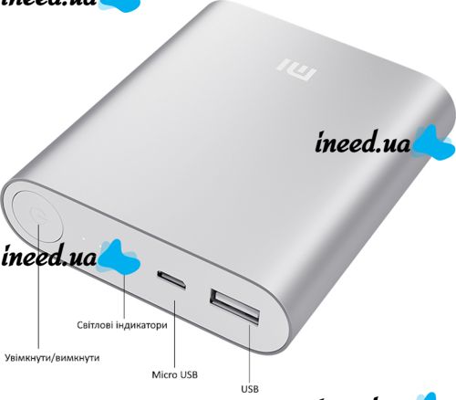 Портативное зарядное устройство Xiaomi MI Power Bank 10400 mAh внешний аккумулятор для телефона IOS Android, универсальный повербанк 2.1А USB