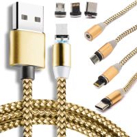 Магнітна зарядка для телефону Hoco X - cable Magnetic 3 в 1 круглий USB кабель micro lightning type-c 1 м шнур з LED підсвічуванням M3 для Android IOS