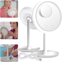 Круглое сенсорное зеркало для макияжа с вентилятором Beauty Breeze Mirror CM-062 настольное аккумуляторное зеркало с подсветкой и увеличением Белое
