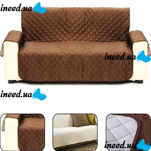 Двостороння накидка чохол на диван Couch Coat з мікрофібри, захисне двостороннє водонепроникне стьобане покривало для дивана