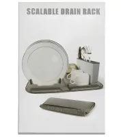Настольная сушилка для посуды Scalable Drain Rack 0578 кухонный органайзер с поддоном и ковриком из микрофибры для хранения и сушки приборов Серый