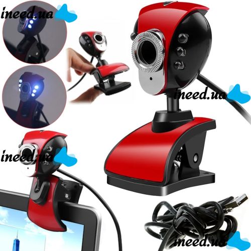 Веб камера з мікрофоном Digital HD Camera DG-899 1280х720 універсальна зовнішня USB веб-камера на прищіпці для ПК комп'ютера і ноутбука Червона