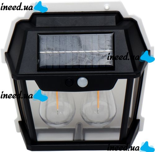 Вуличний настінний світильник Coba Solar Wall Lamp HW-888 - 2W акумуляторний підвісний ліхтар на сонячній батареї з датчиком руху 2 лампи 3 режими