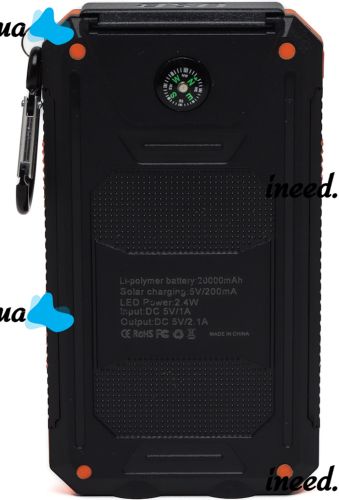 Портативний зарядний пристрій Power Bank Solar Charger QL-268 20000mAh протиударний повербанк з сонячною панеллю подвійний зарядкою USB ліхтариком