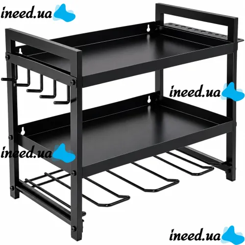 Carro MZY-856 3-Tier Wall-Mounted Tool Organizer, Metal Hanging Shelf for Storing Power Tools and Accessories in the Garage